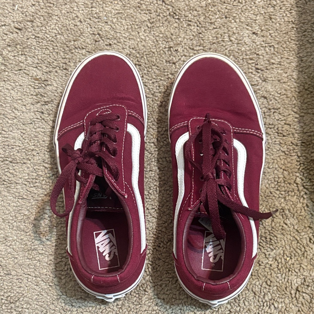 Vans Maroon and White Casual Sneakers